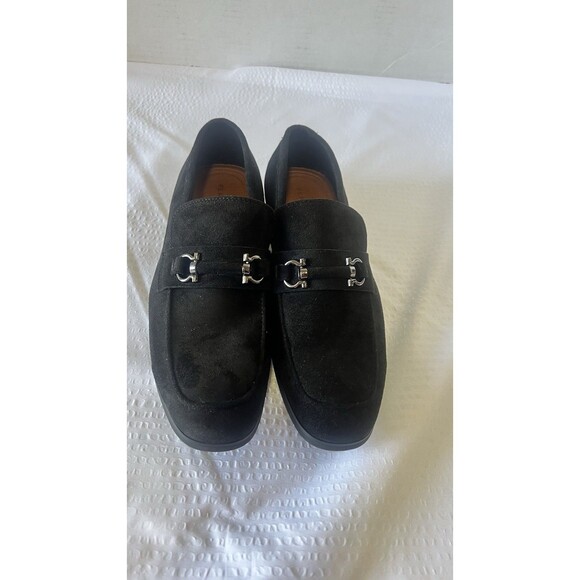 Ferro Aldo Demi Tri Black Faux Suede Loafer Handcrafted Men\'s Size 8 EUC!